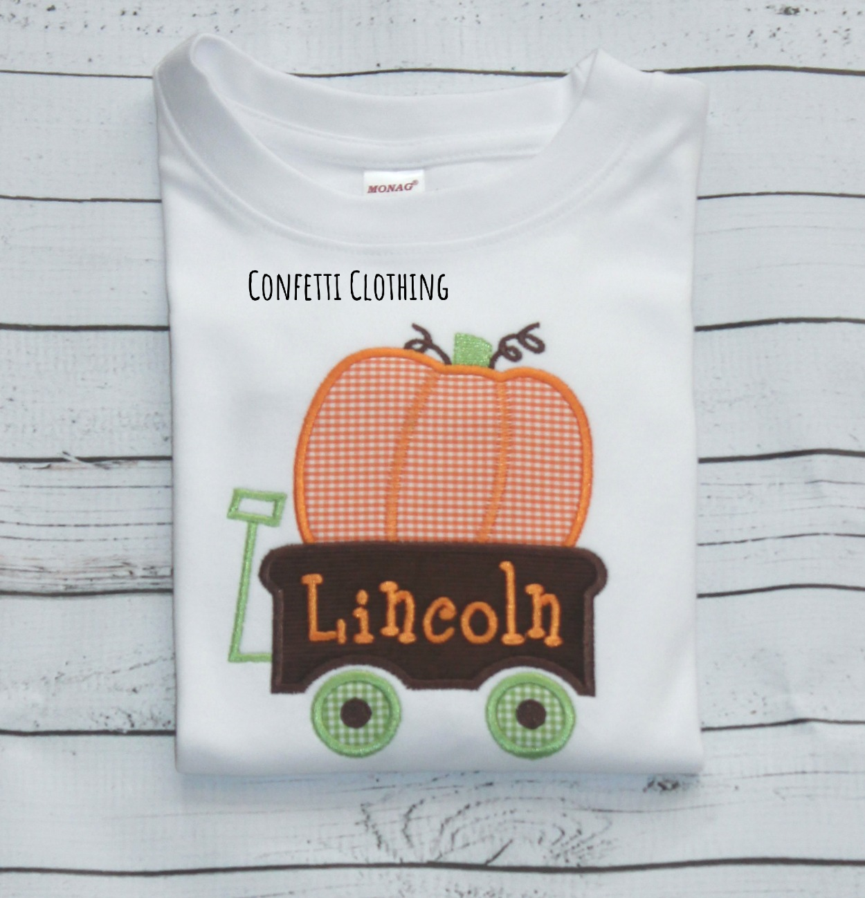 Applique Boys Pumpkin Wagon Design