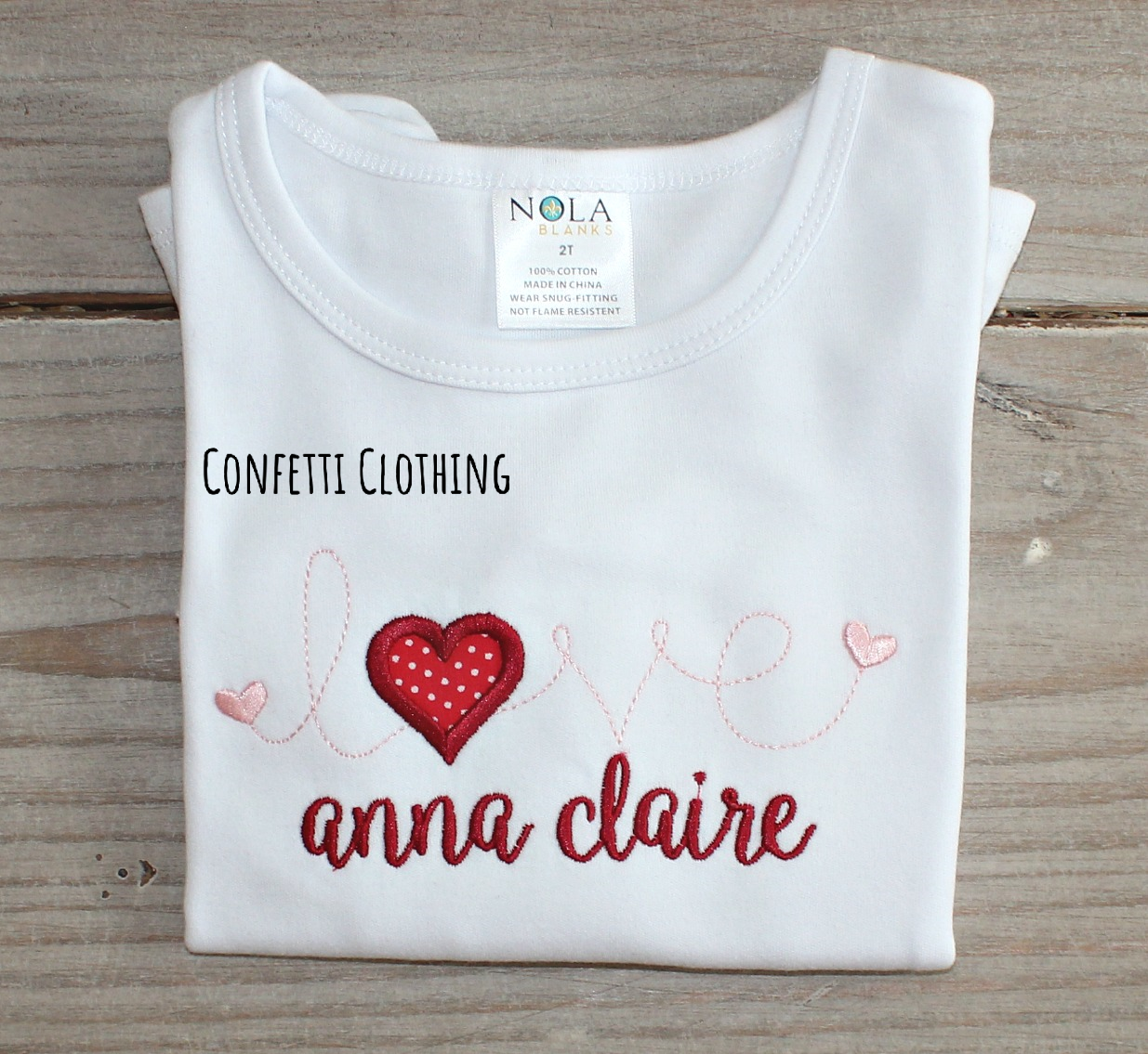 Applique Girls Love Heart Design