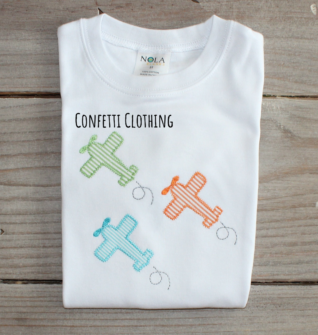 Applique Boys Airplane Trio Design