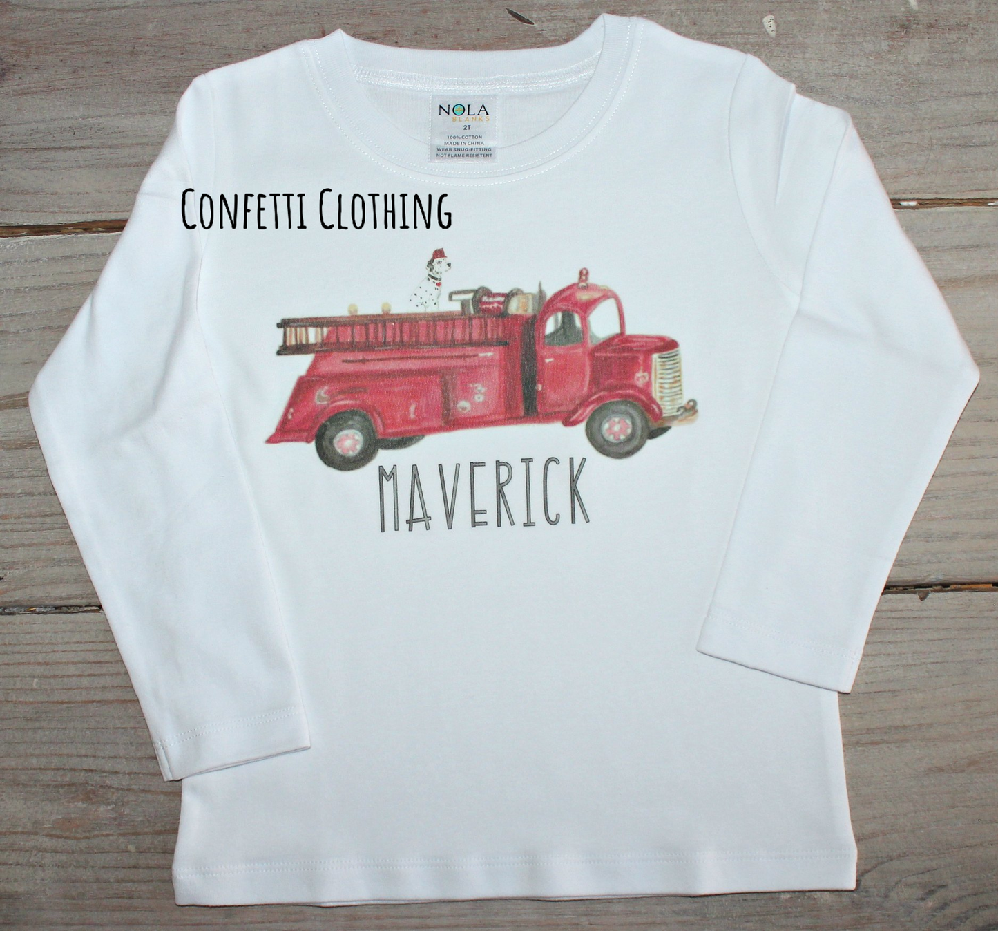 Printed Firetruck & Dog Design