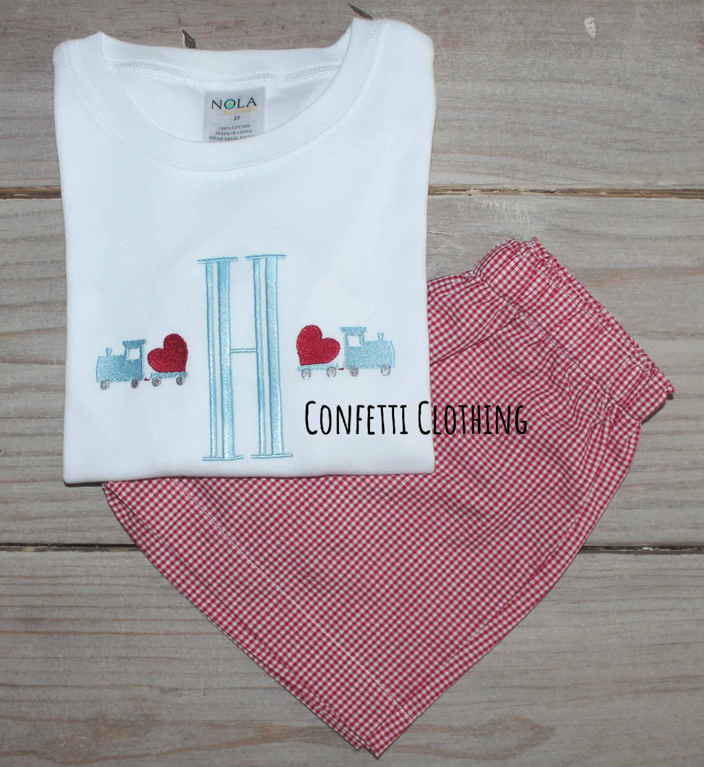Sketch Boys Train with Heart Mini Shirt & Matching Bottoms