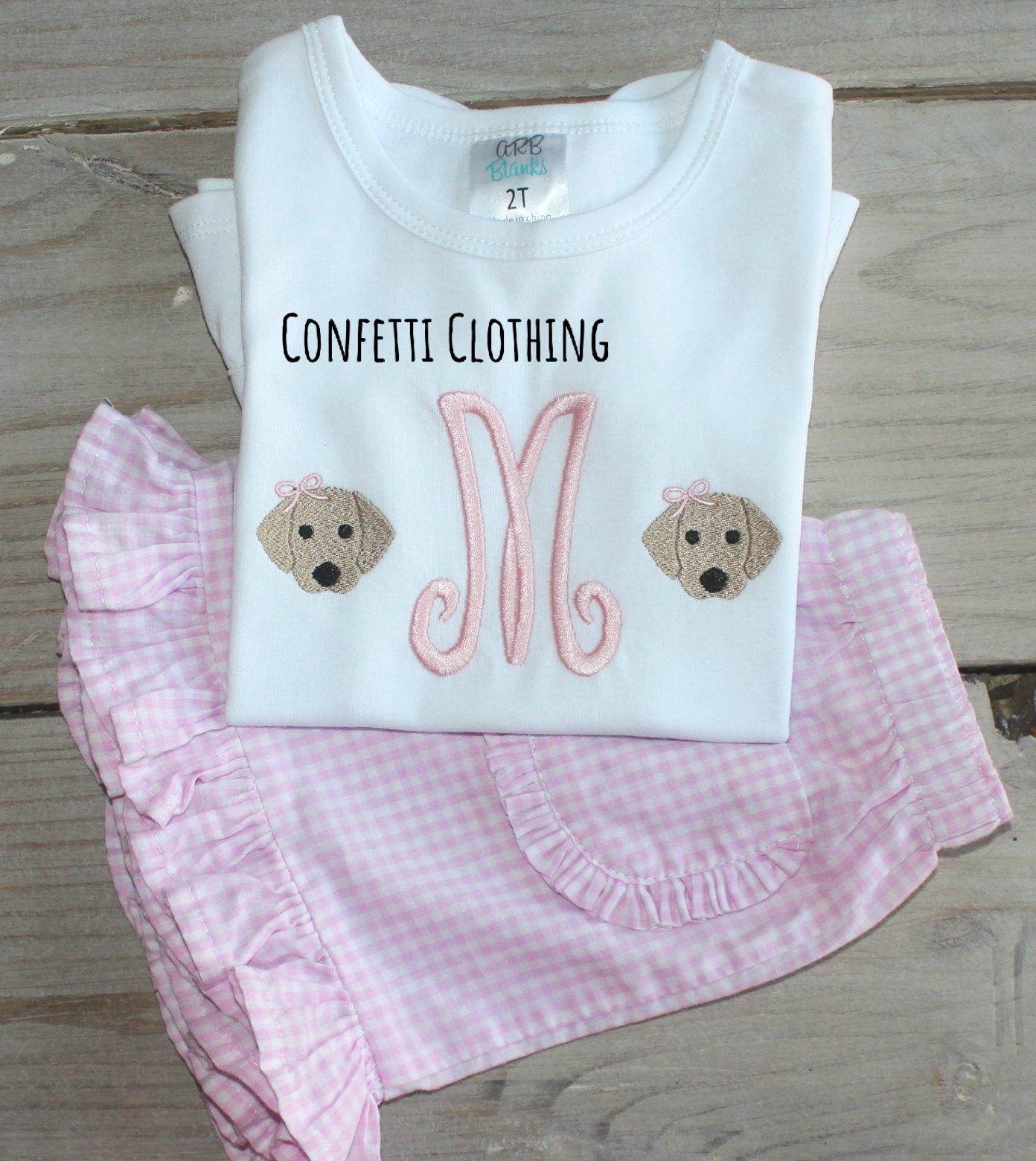 Sketch Girls Mini Pup with Bow Shirt & Matching Bottoms