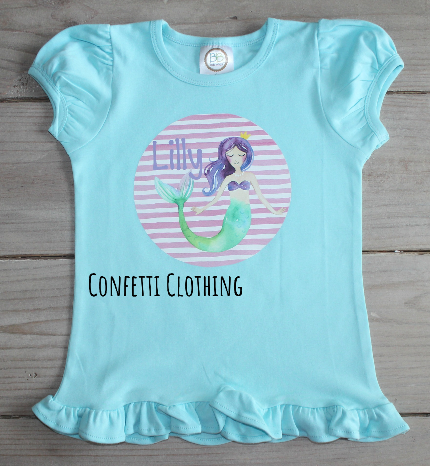 Printed Under the Sea Mermaid on Aqua Design