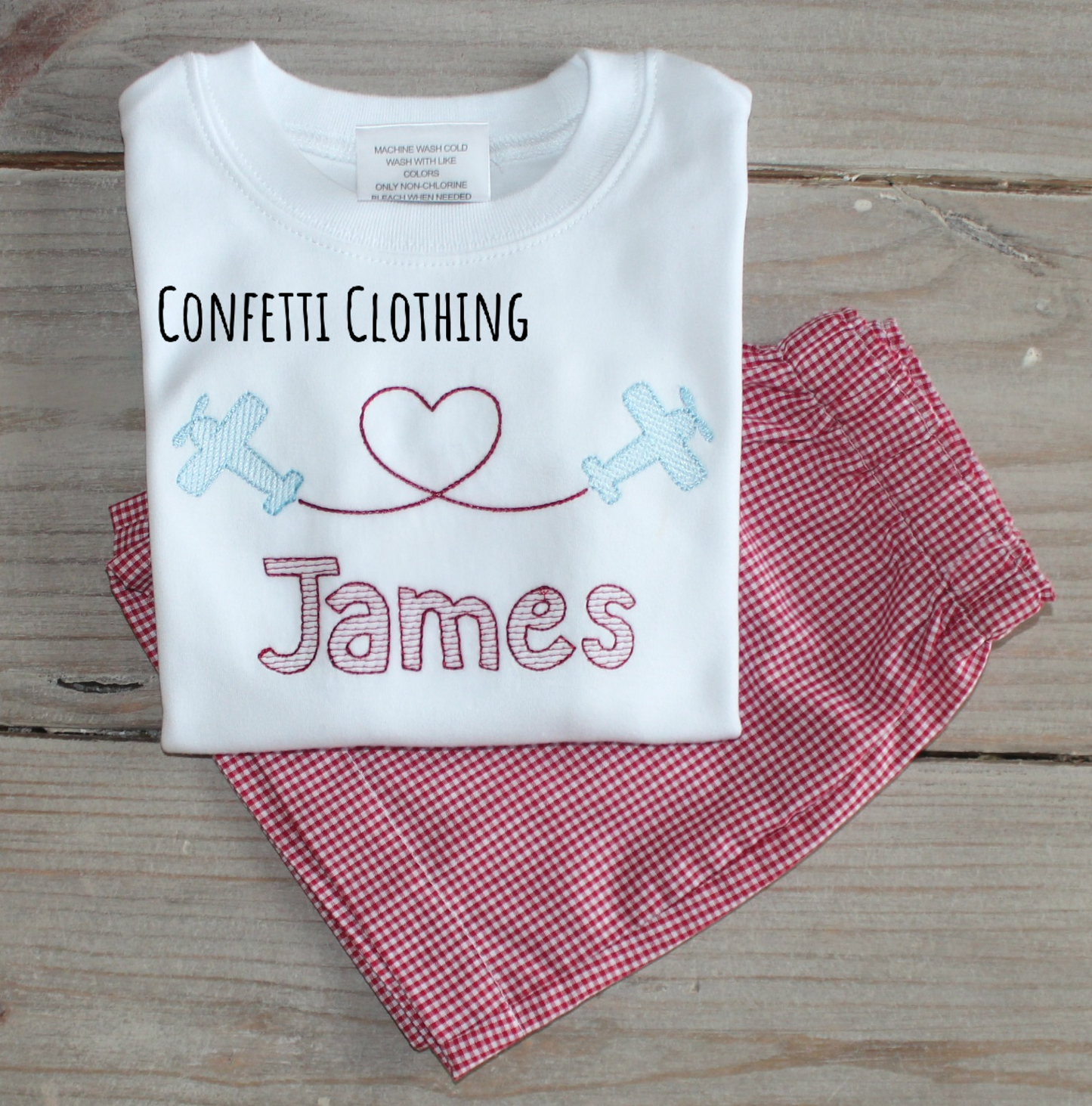 Sketch Boys Airplanes with Heart Shirt & Matching Bottoms
