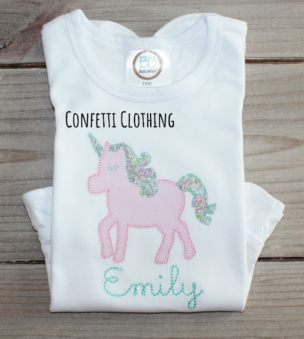 Applique Girls Liberty Floral Unicorn Design