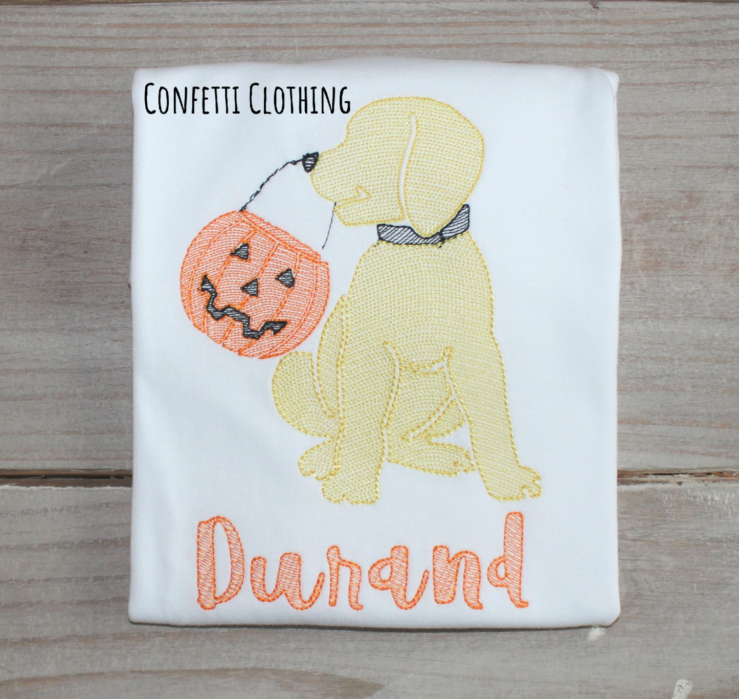 Sketch Boys Yellow Lab Pup with Jack O Lantern Design
