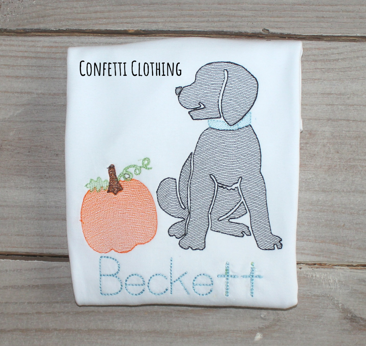 Sketch Boys Black Lab Pup with Pumpkin Design