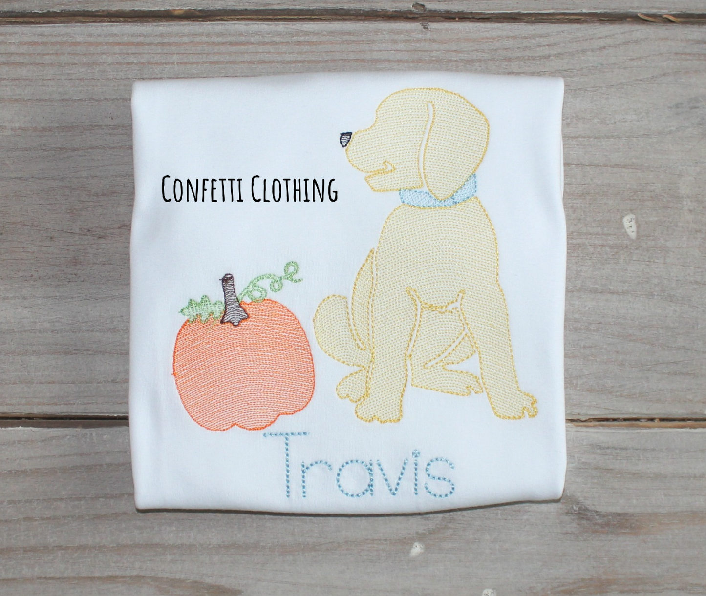 Sketch Boys Yellow Lab Pup with Pumpkin Design