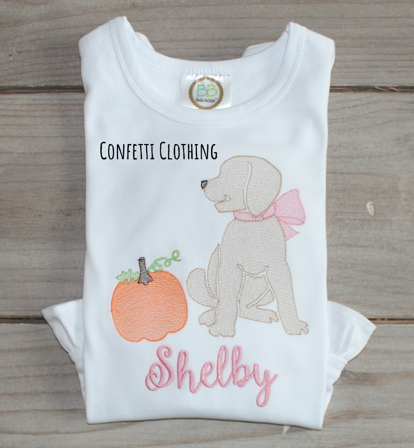 Sketch Girls Lap Pup with Bow & Pumpkin Design