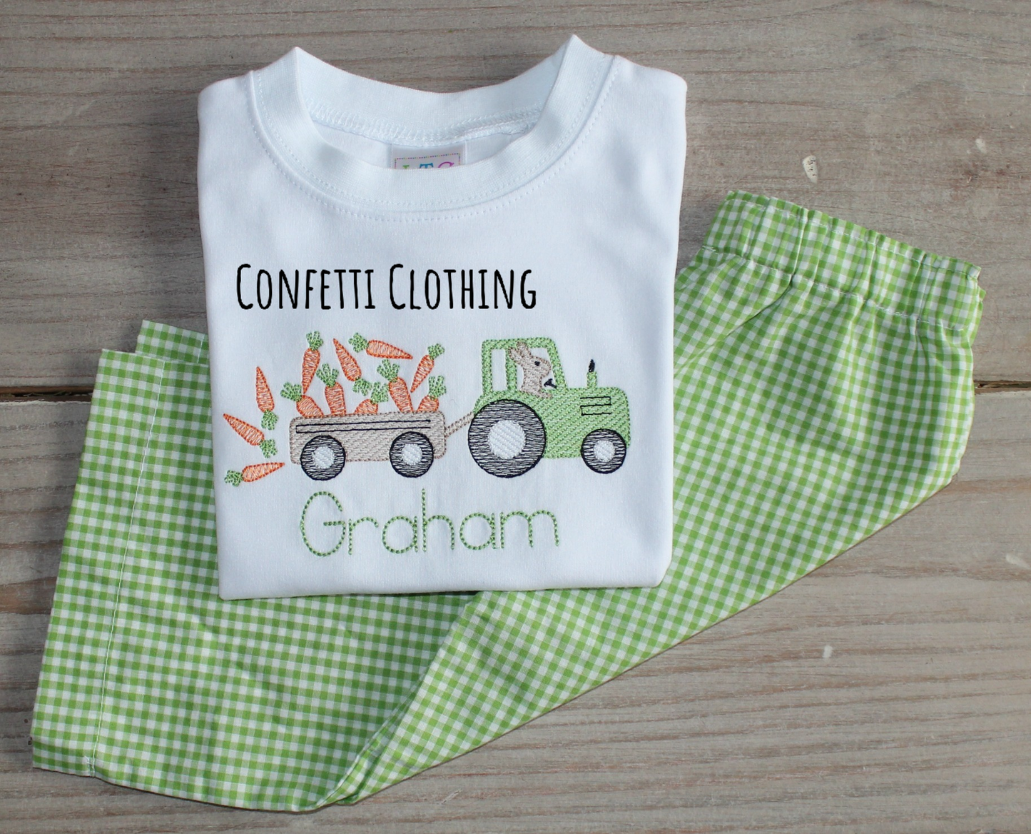 Sketch Boys Bunny on Tractor Shirt & Matching Bottoms