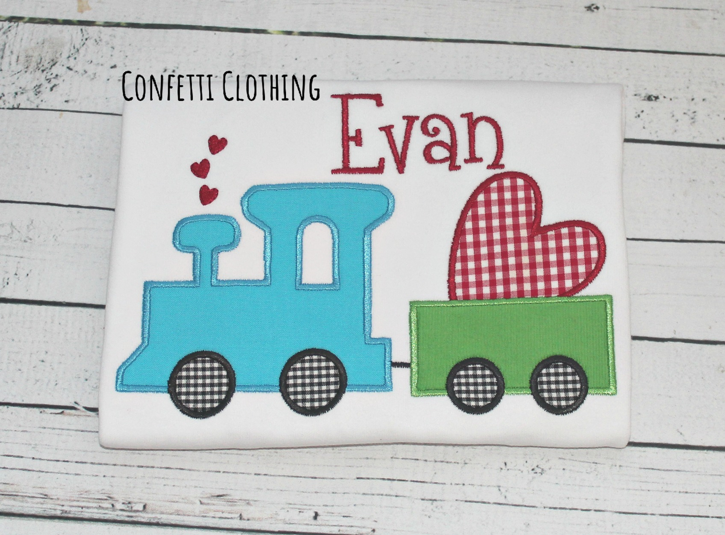 Applique Boys Train with Heart Design