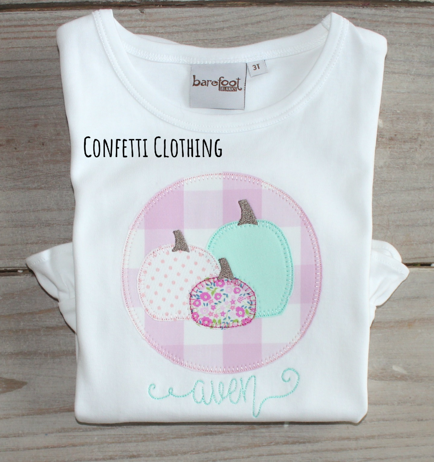 Applique Girls Floral Trio Pumpkin Design