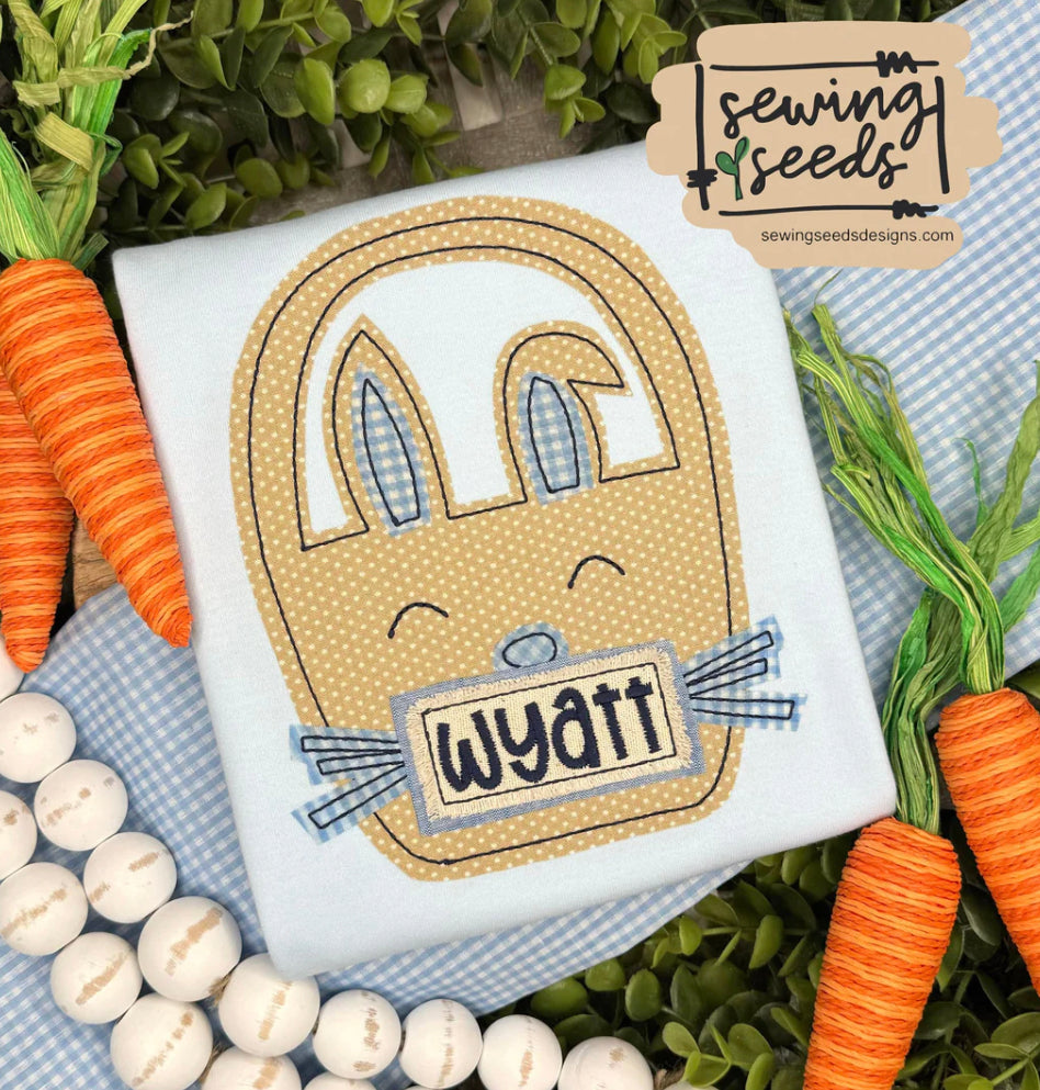 - SAMPLE SALE- Applique Bunny Basket Design