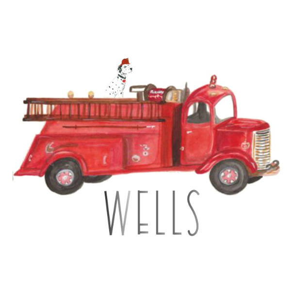 Printed Firetruck & Dog Design