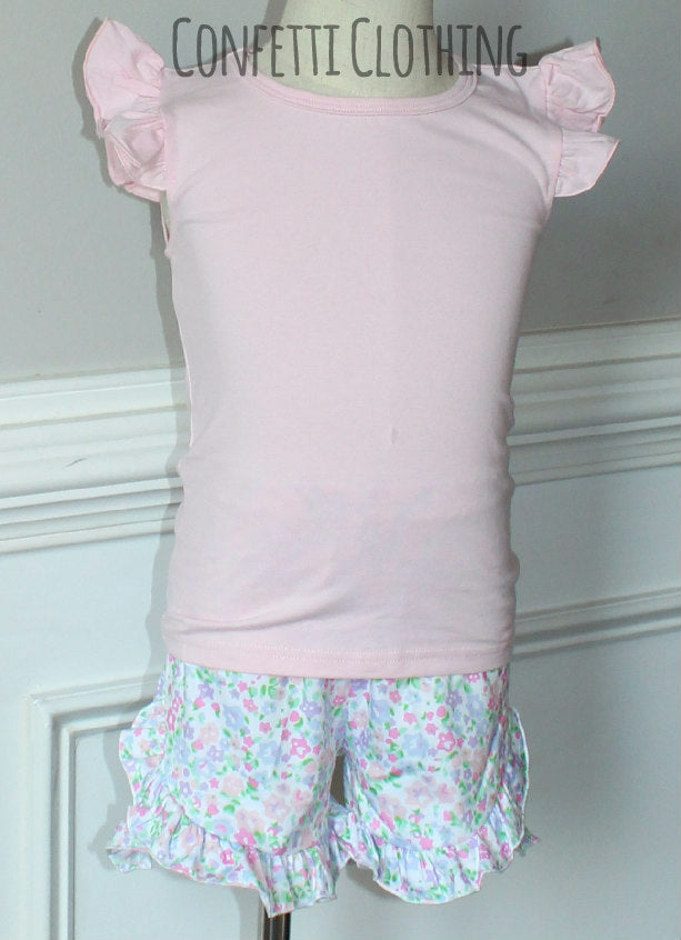 Sketch Monogram Girl Two Piece Floral Set