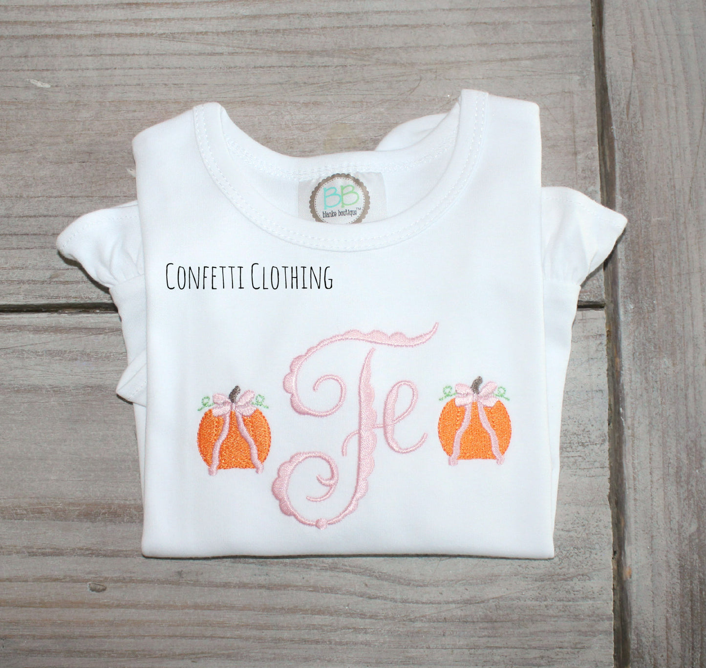 Sketch Girls Initial with Mini Pumpkin & Bow Design