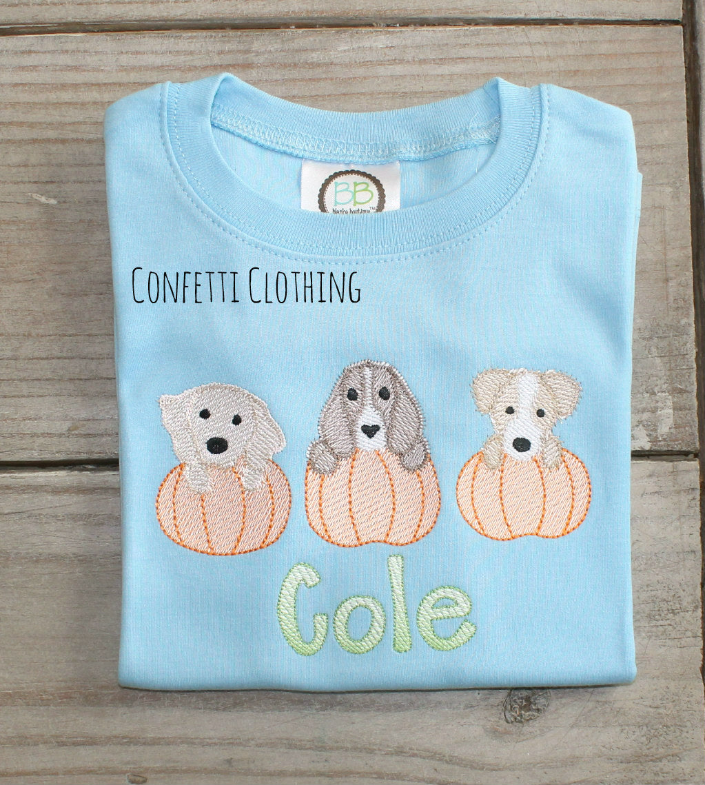 Sketch Boys Fall Pups Pumpkin Design