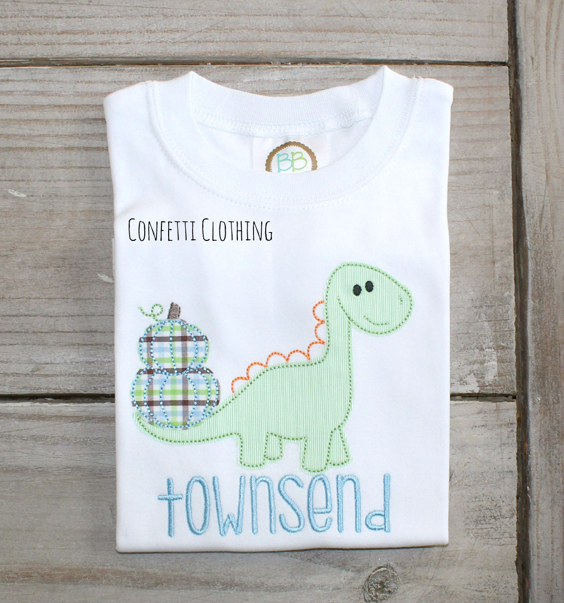 Applique Boys Dino with Pumpkin Design
