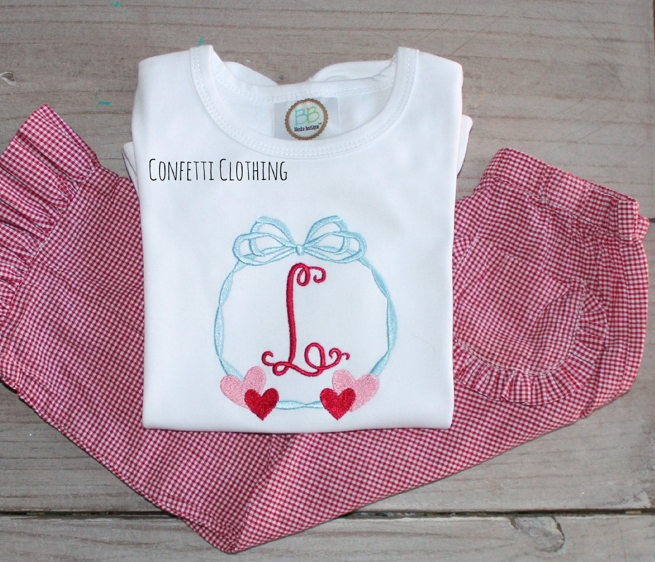 Sketch Girls Heart Bow Frame Shirt & Matching Bottoms