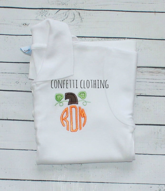 Sketch Boys Pumpkin Monogram Design on Polo