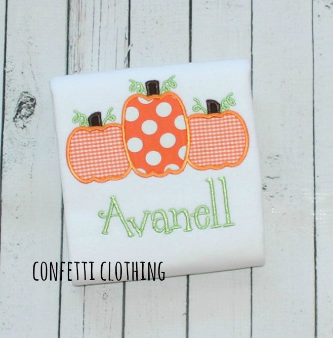 Applique Girls Polka Dot & Gingham Trio Design