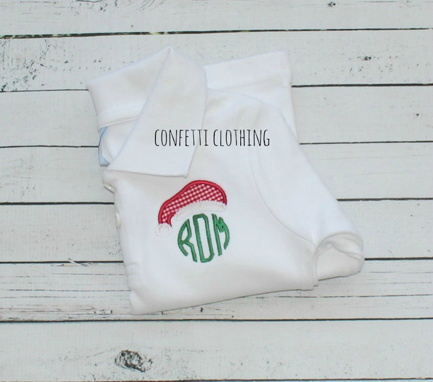 Sketch Boys Santa Hat Monogram Design on Polo