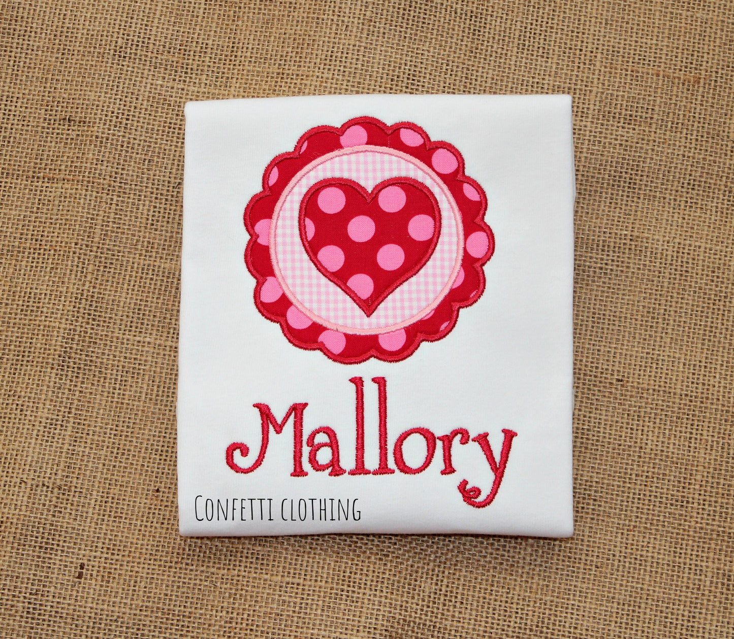Applique Girls Scallop Heart Patch Design