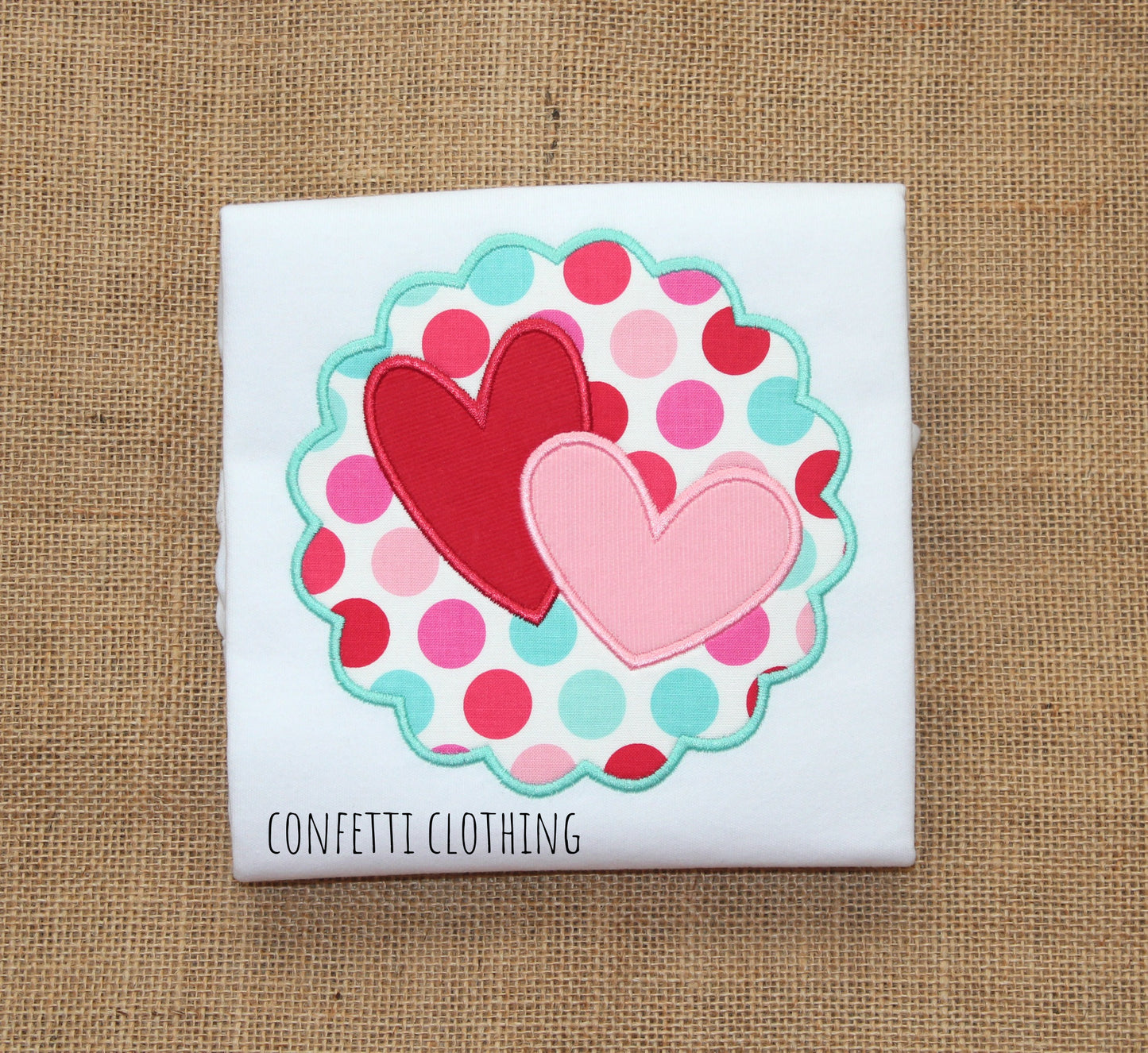Applique Girls Double Heart Patch Design