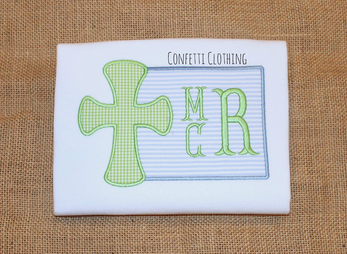 Applique Boys Cross with Monogram Design