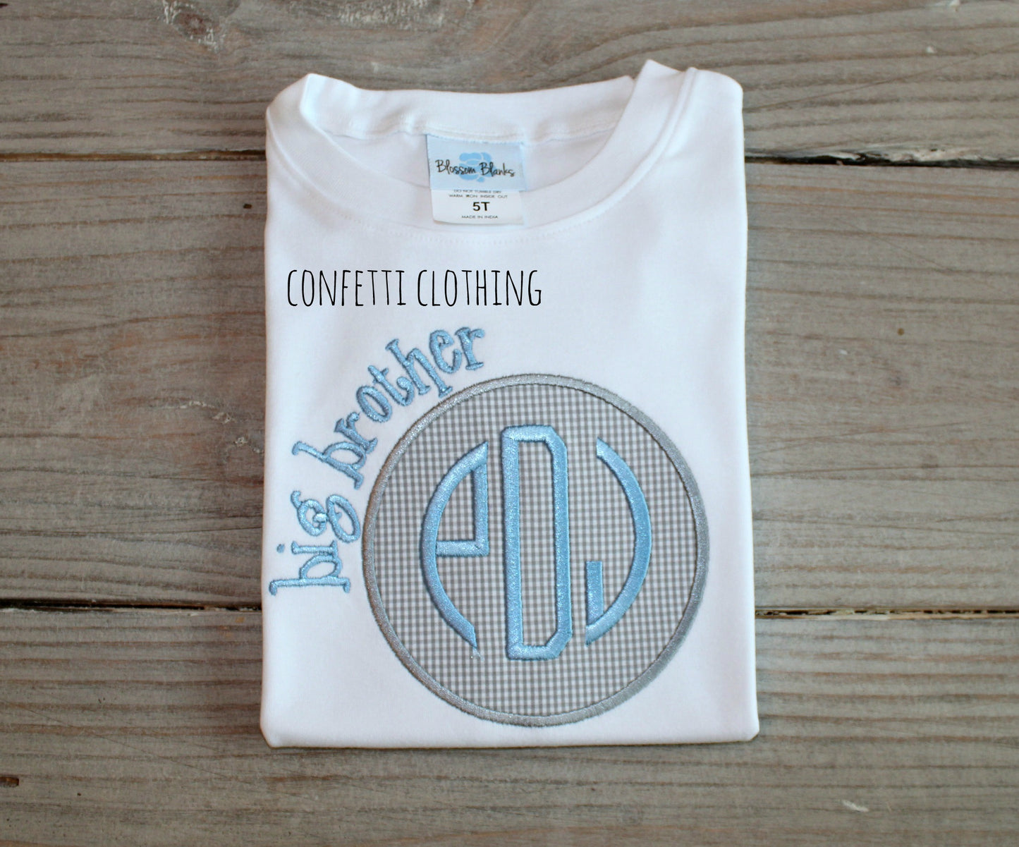 Applique Boys Big Brother Gray Design