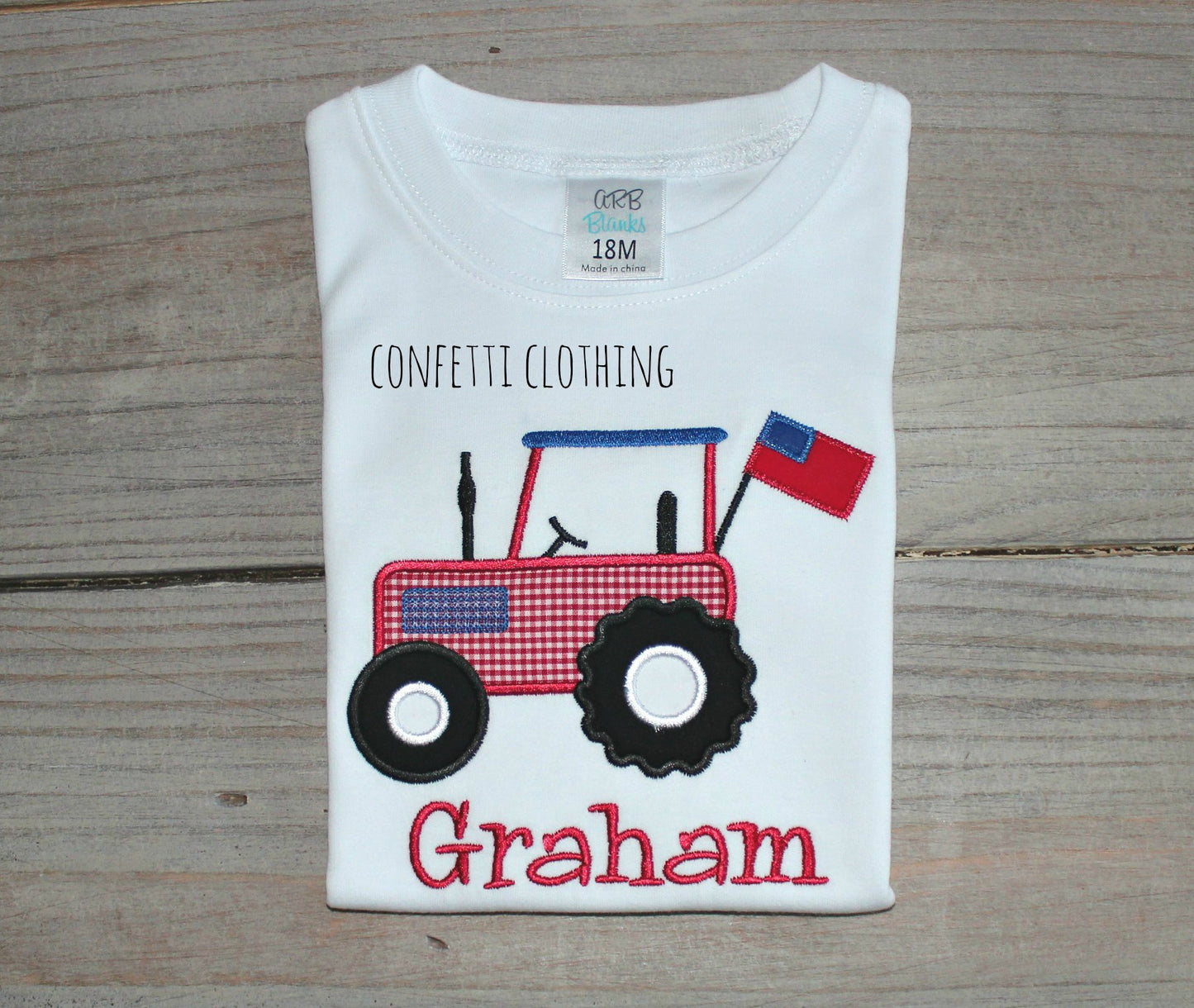 Applique Boys USA Flag Tractor Design