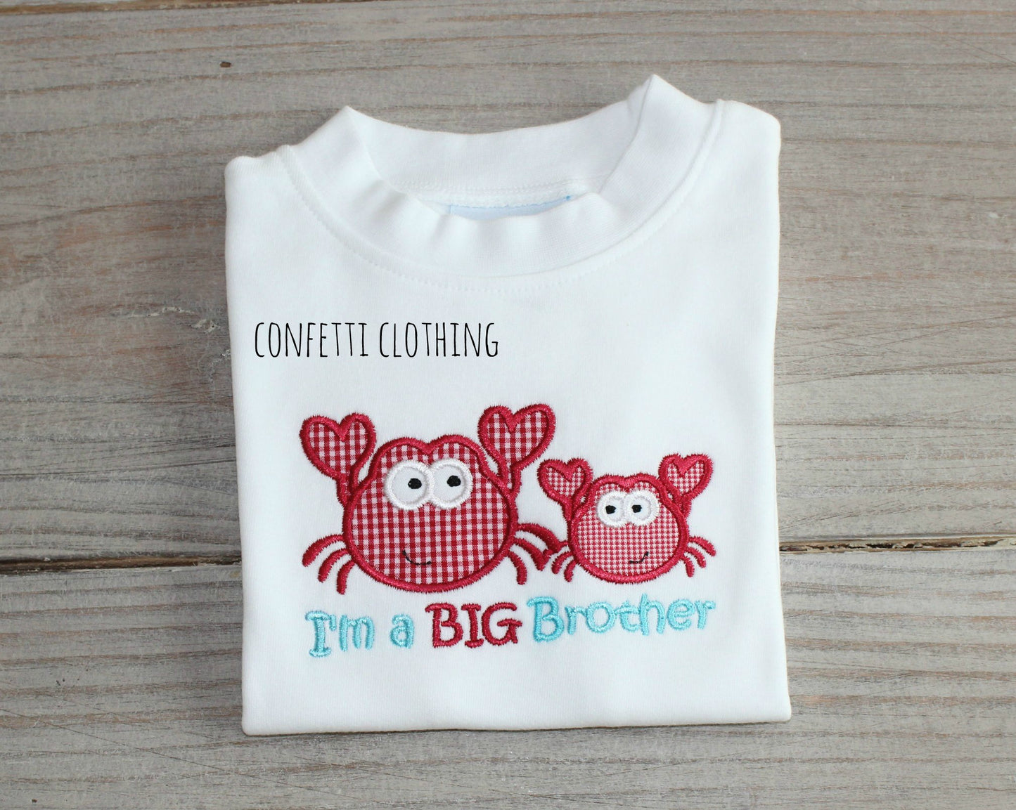 Applique Boys Big Brother Crab Siblings Design