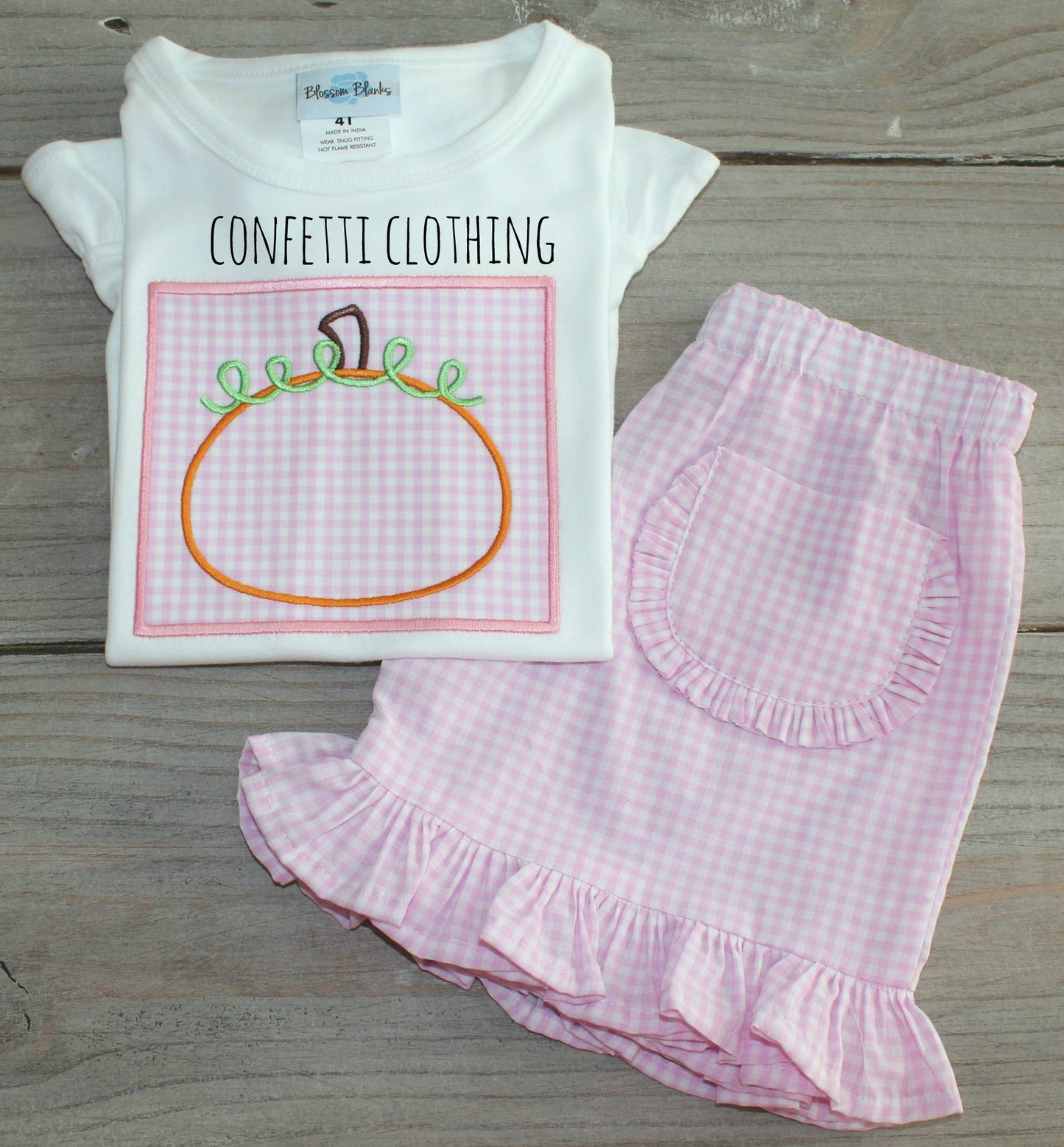 Applique Girls Pumpkin Patch Shirt & Matching Bottoms