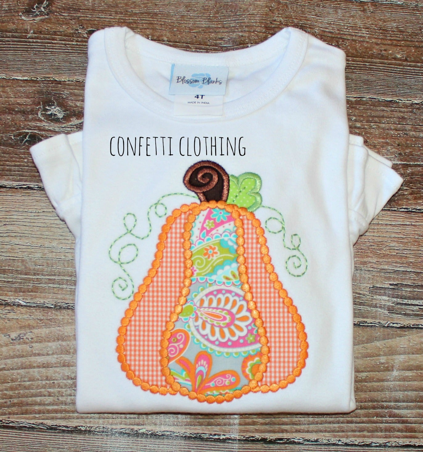 Applique Girls Paisley Pumpkin Design