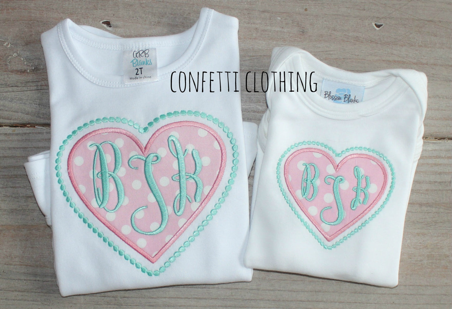 Applique Girls Beaded Monogram Heart Design