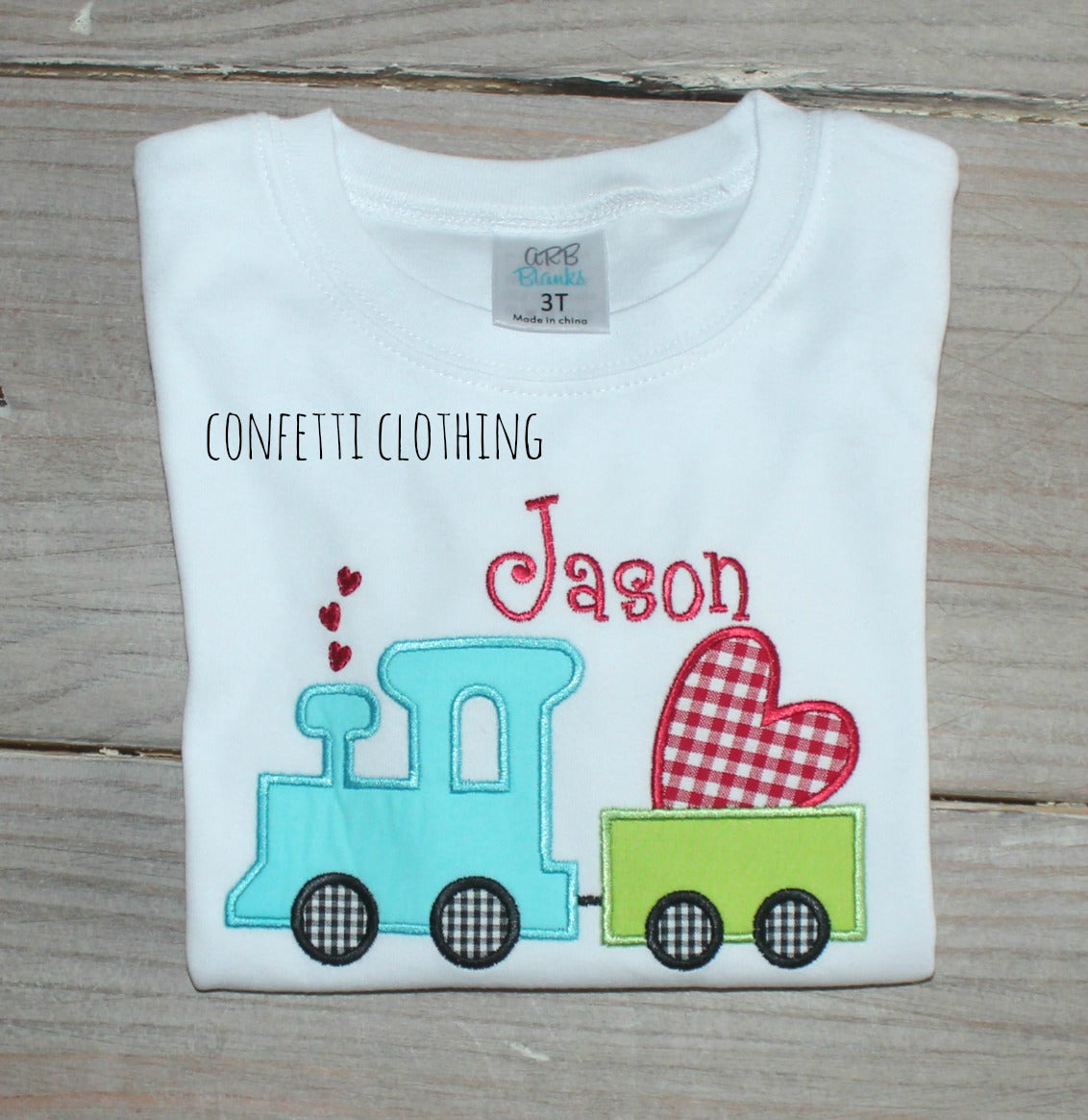 Applique Boys Train with Heart Design