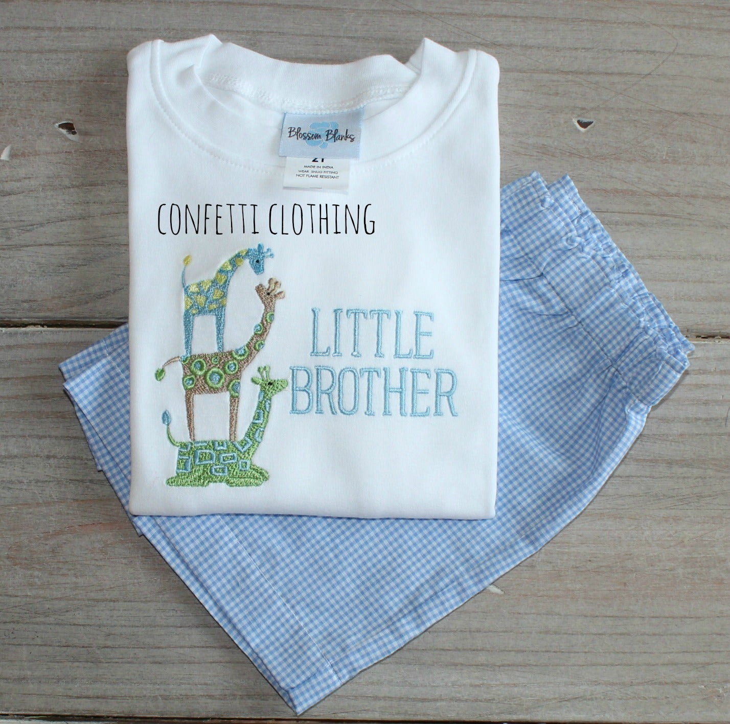 Sketch Boys Little Brother & Giraffe Shirt & Matching Bottoms