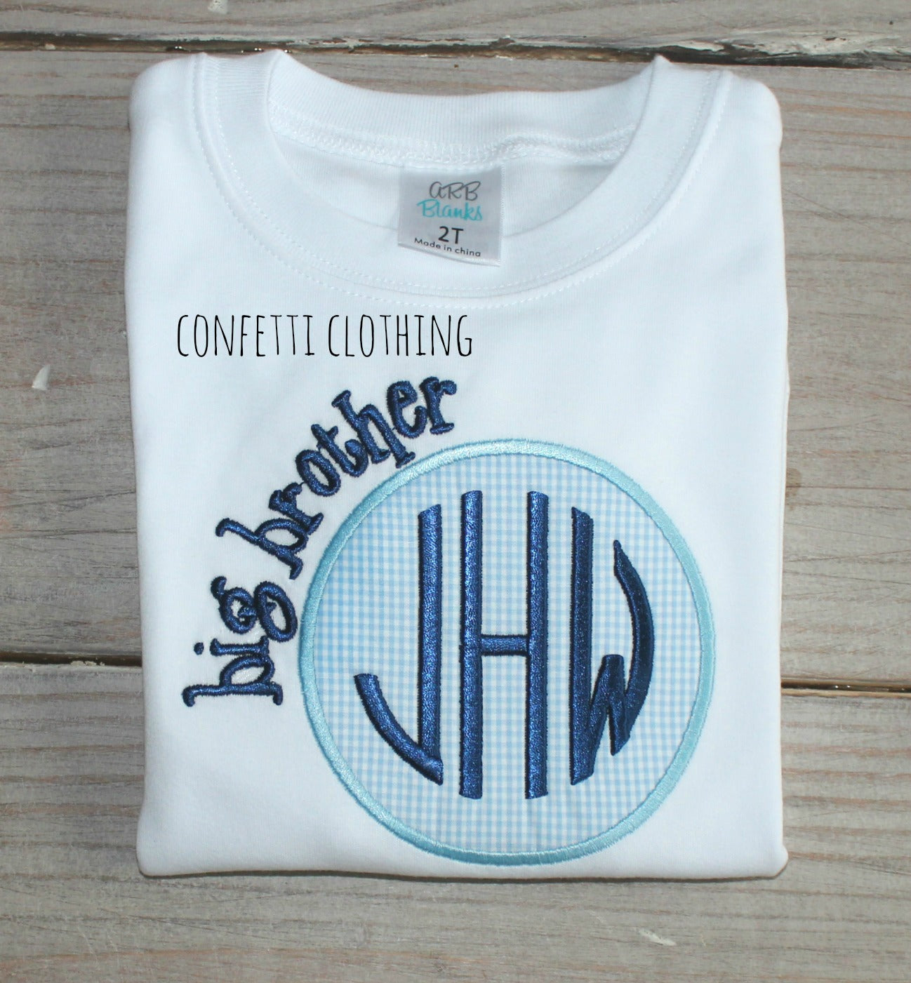 Applique Boys Big Brother Baby Blue Design