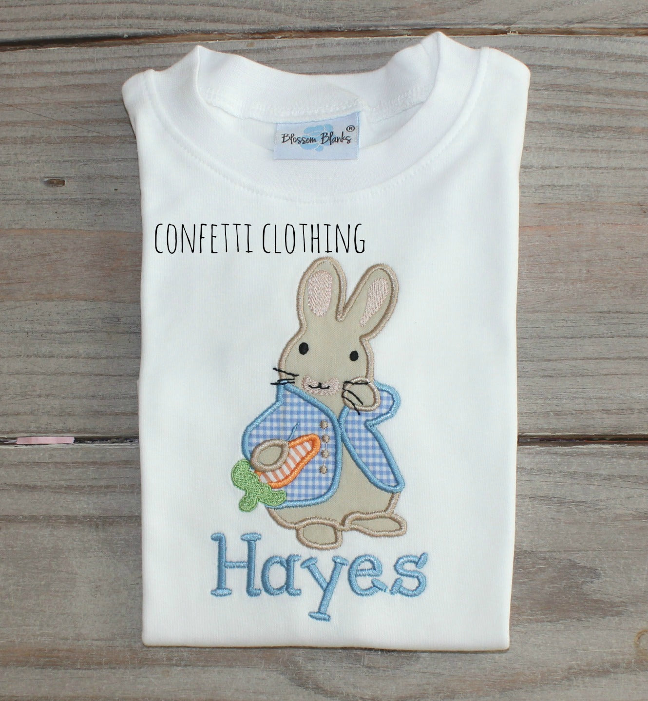 Applique Boys Peter Rabbit with Carrot Design