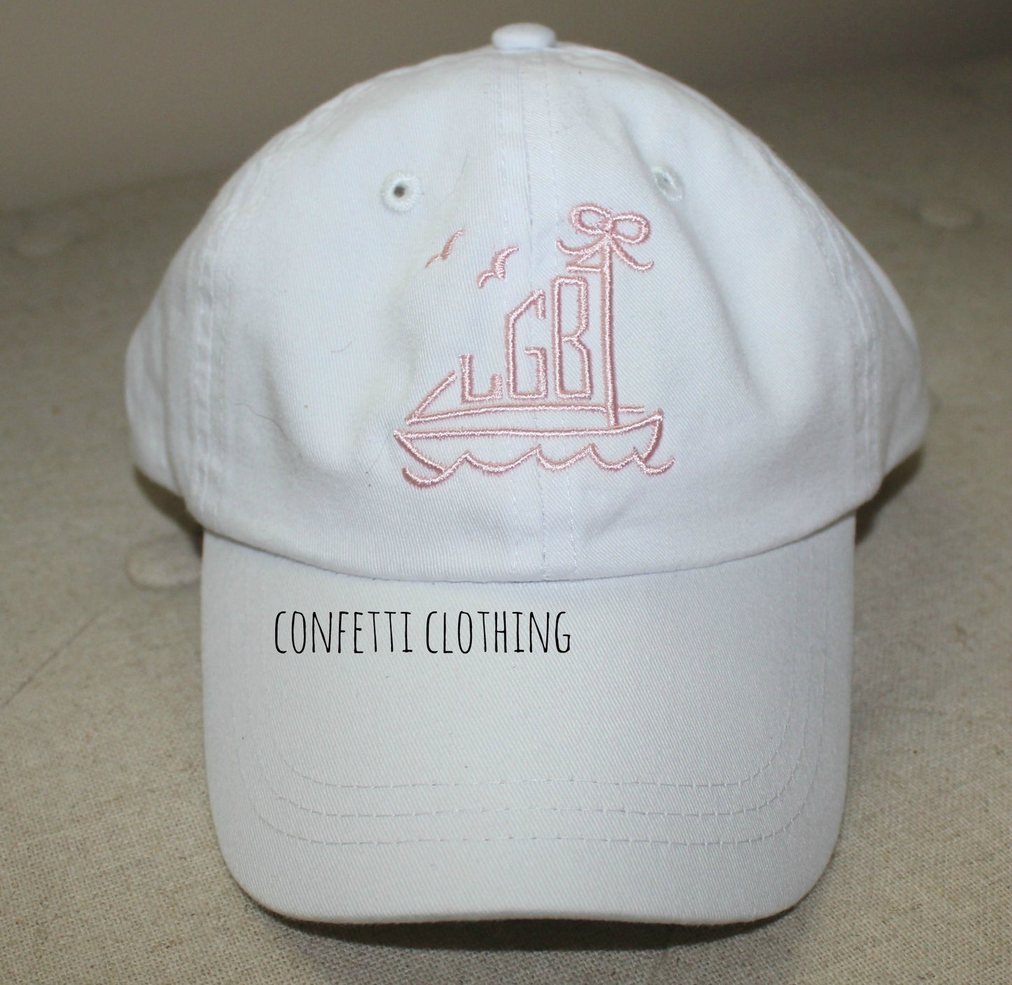Sketch Sailboat Monogram Baseball Hat