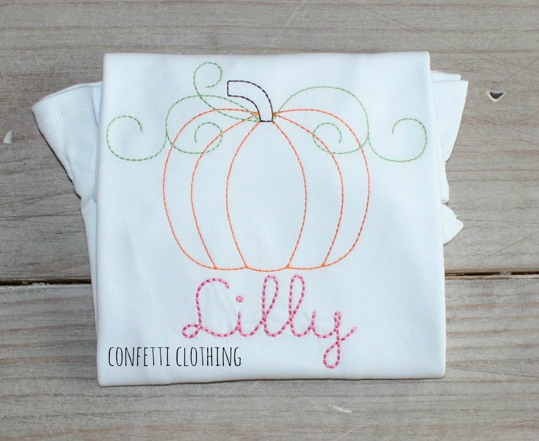 Sketch Girls Vintage Personalized Pumpkin Design