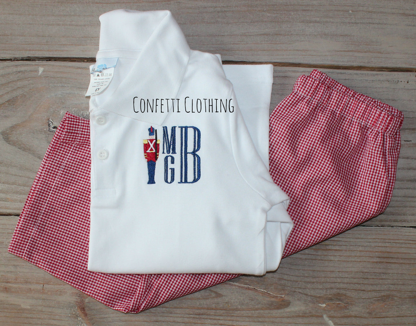 Sketch Boys Marching Solider Monogram Design on Polo