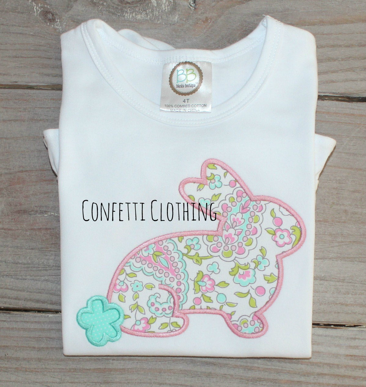 Applique Girls Floral Bunny Design