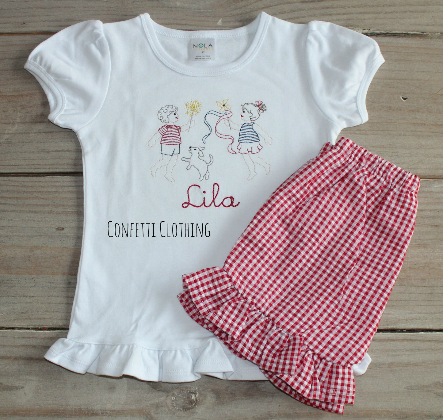 Sketch Girls USA Parade Monogram Shirt & Matching Bottoms