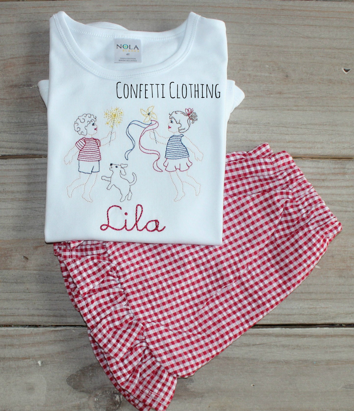 Sketch Girls USA Parade Monogram Shirt & Matching Bottoms