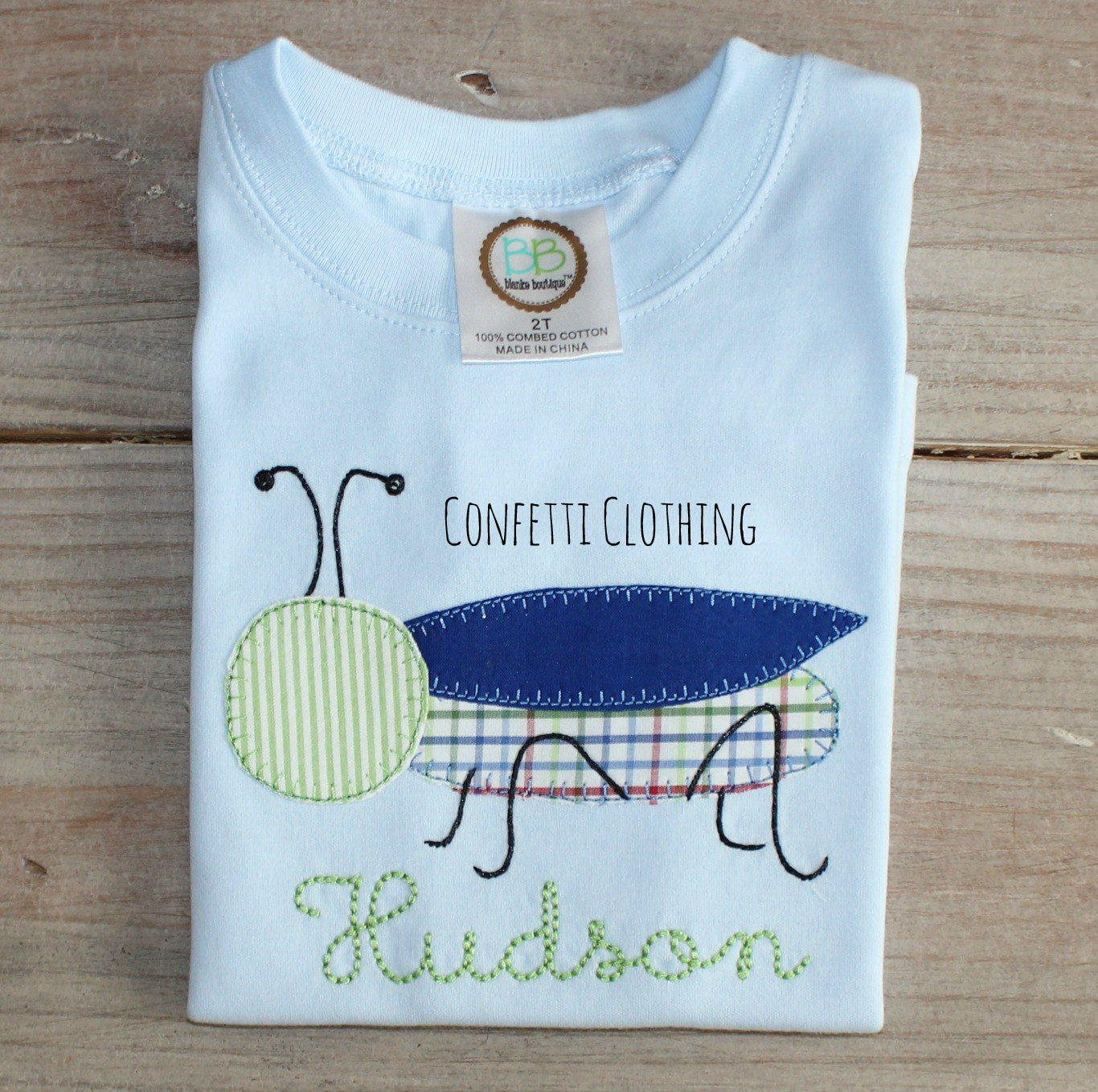 Applique Boys Grasshopper Design
