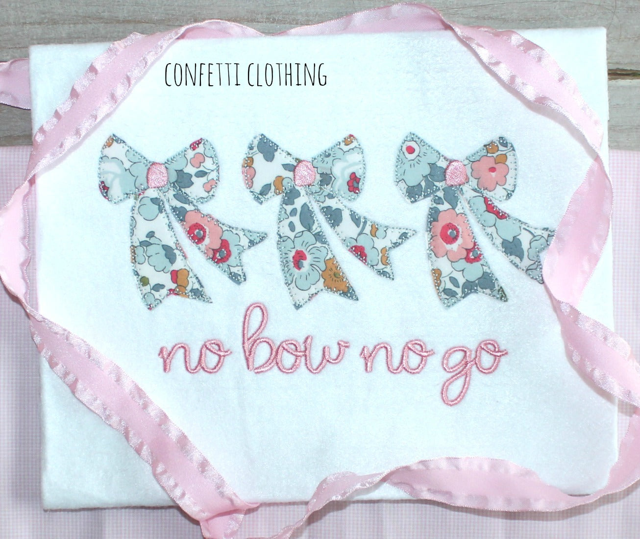 Applique Girls No Bow No Go Design