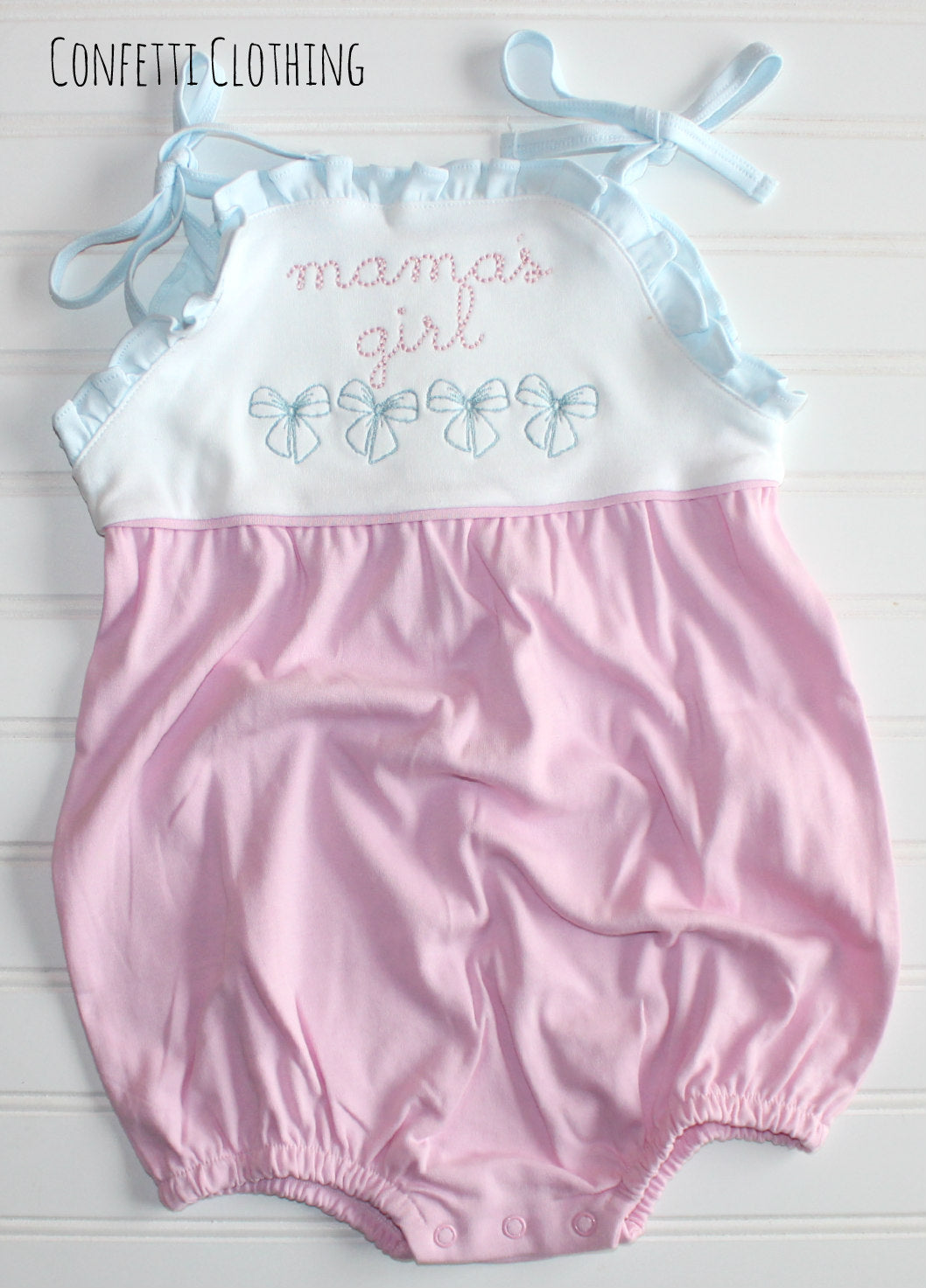 Sketch Monogram Girl Tie Sunsuit Bubble - Pink/Blue