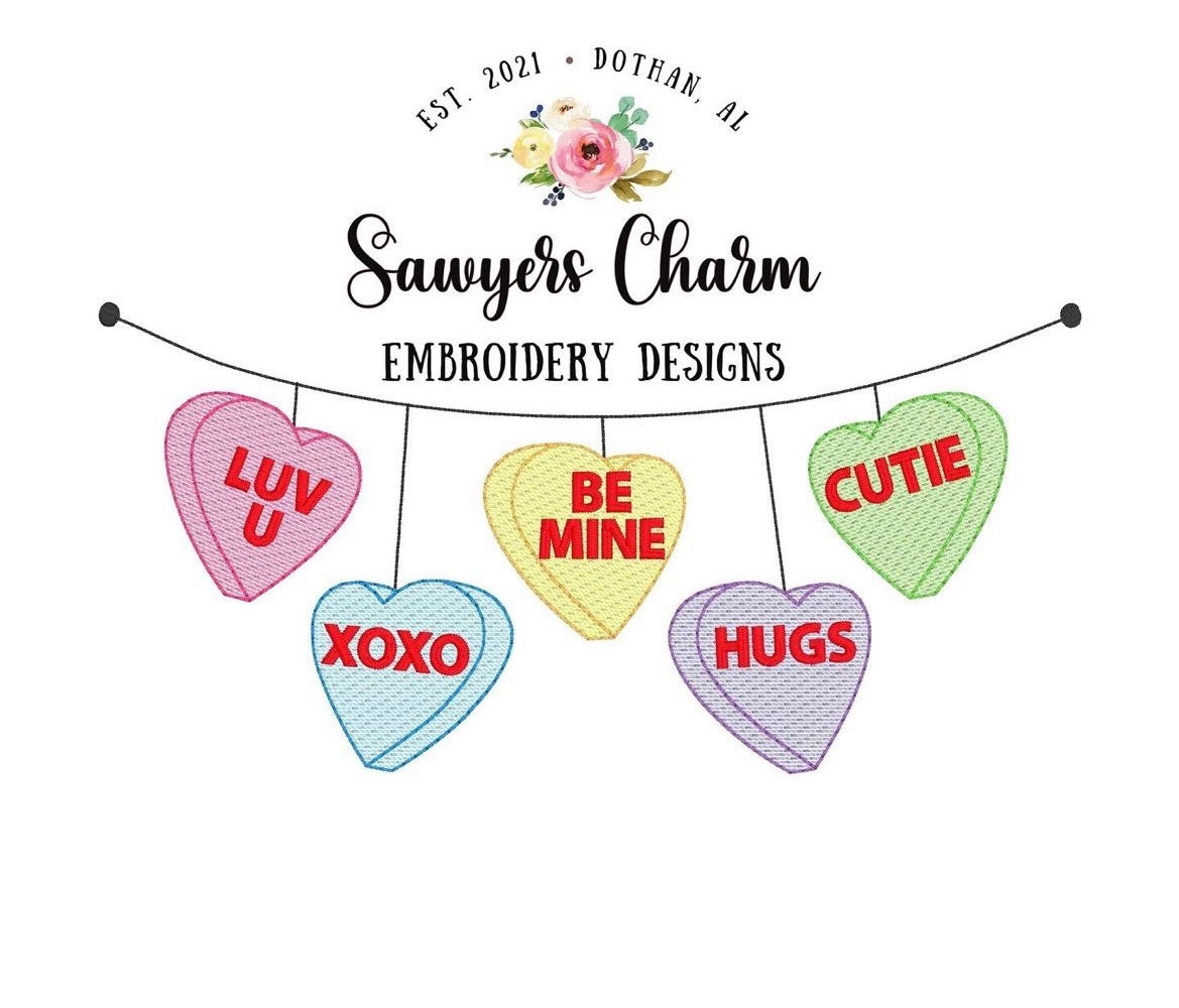 - SAMPLE SALE- Sketch Conversation Heart Banner Design