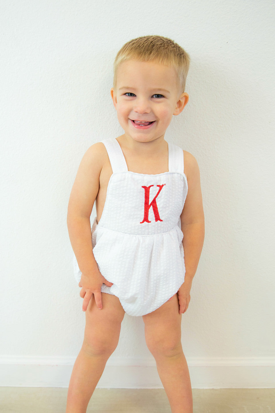 Personalized Mama's Boy Seersucker Tie Sunsuit